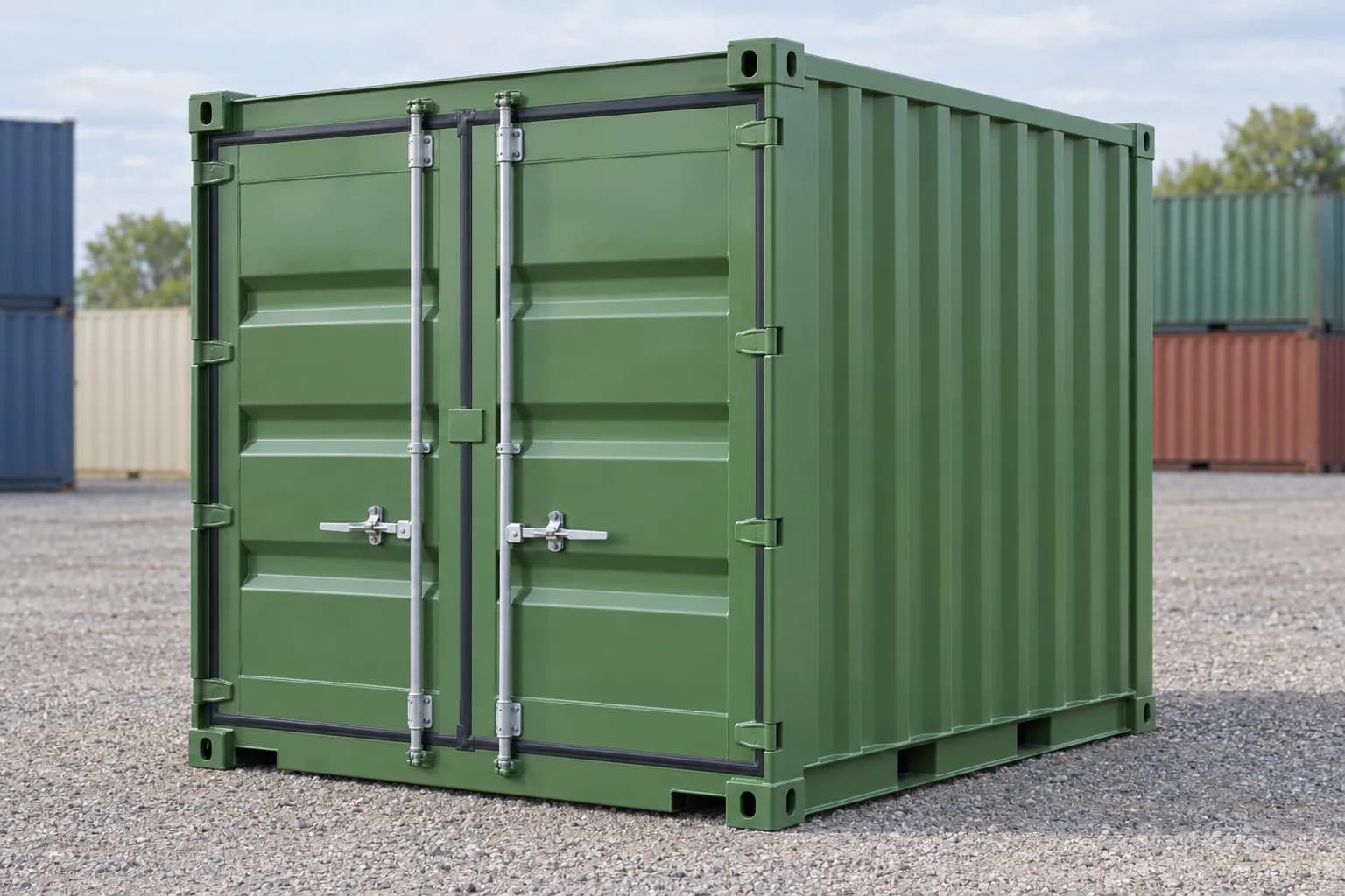 Container 10 piedi nuovo, vista di tre quarti