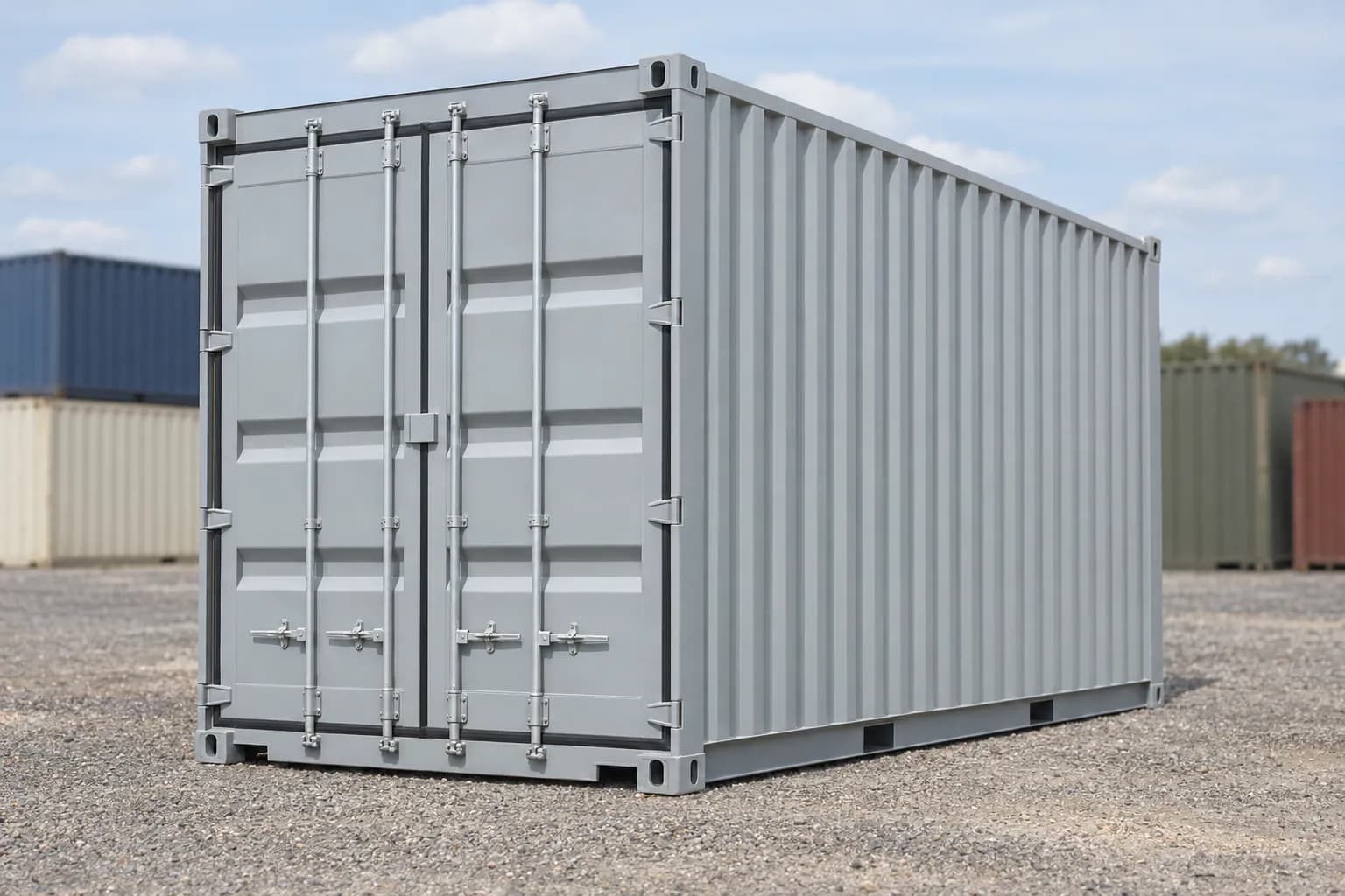 Container 20 piedi High Cube primo viaggio, vista di tre quarti