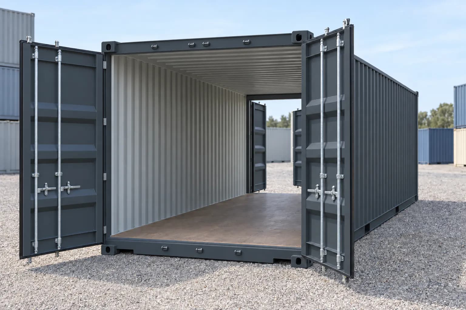 Container 20 piedi doppia porta primo viaggio grigio antracite RAL 7016