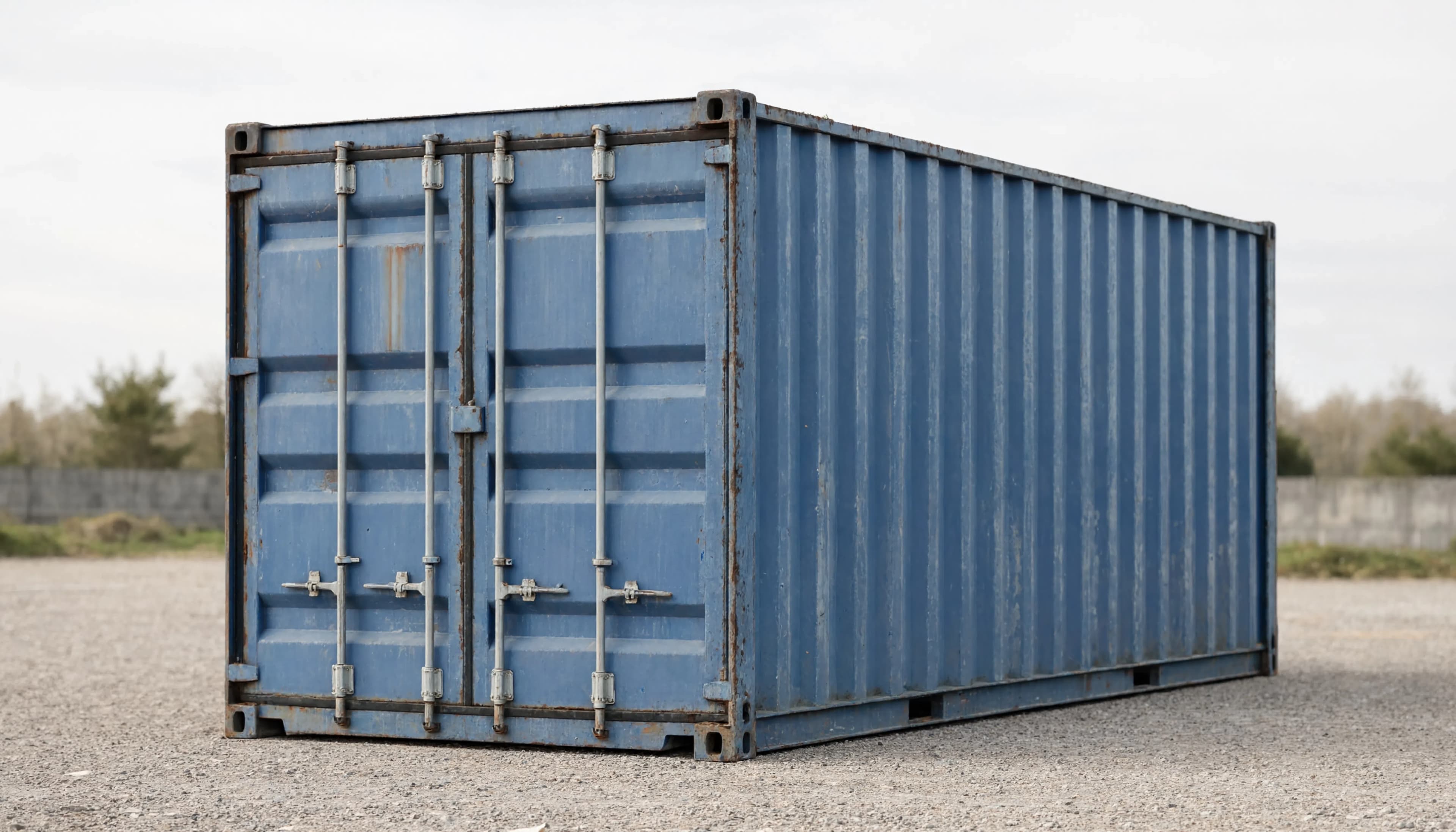 Illustrazione di un container marittimo standard da 20 piedi con porte chiuse